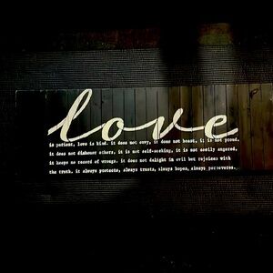 Brand new, wooden “Love” wall accent sign
